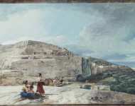Houel Jean-Pierre-Laurent View of a Cliff and an Ancient Dwelling in the North of Malta The Calypso Grotto  - Hermitage